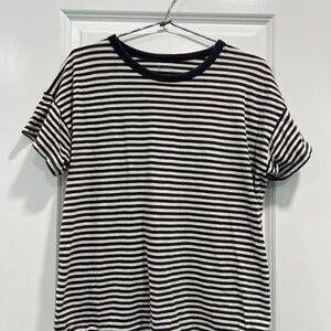 Madewell Charcoal and White Striped Tee